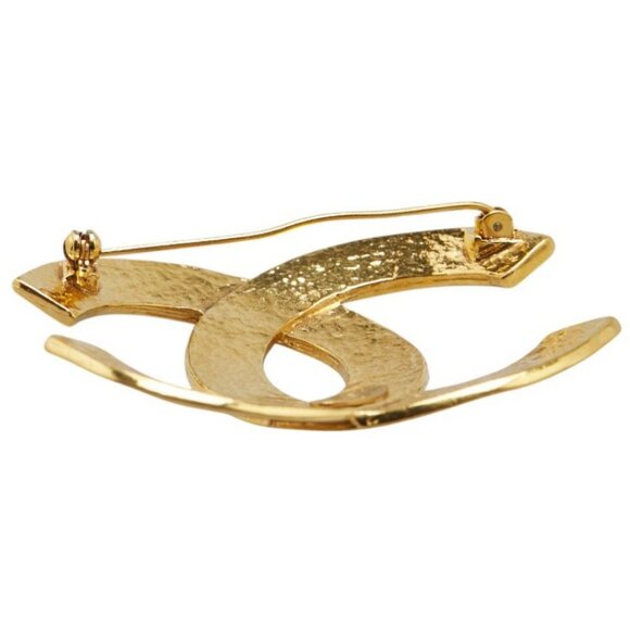 CHANEL CC Logo Vintage Brooch Gold Tone Pin 94P Auth w/Box #8477 - Picture 6 of 7